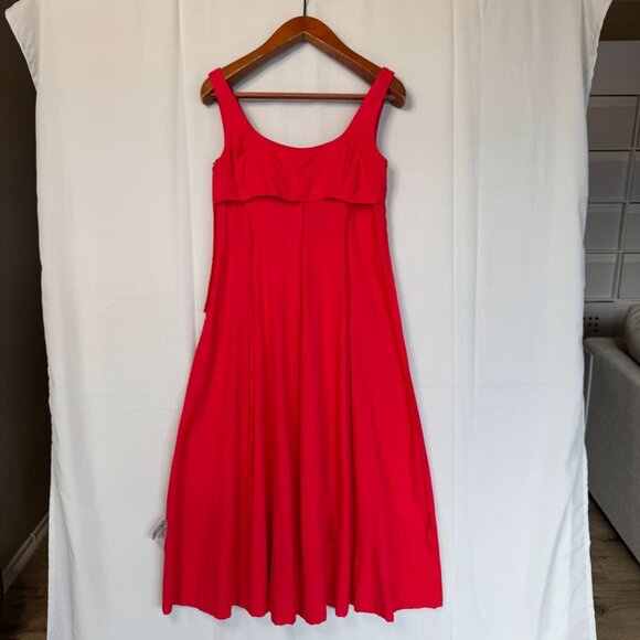 Gap Red Linen Blend Square Neck Sleeveless Fit & Flare Long Midi Dress Small - Picture 7 of 11
